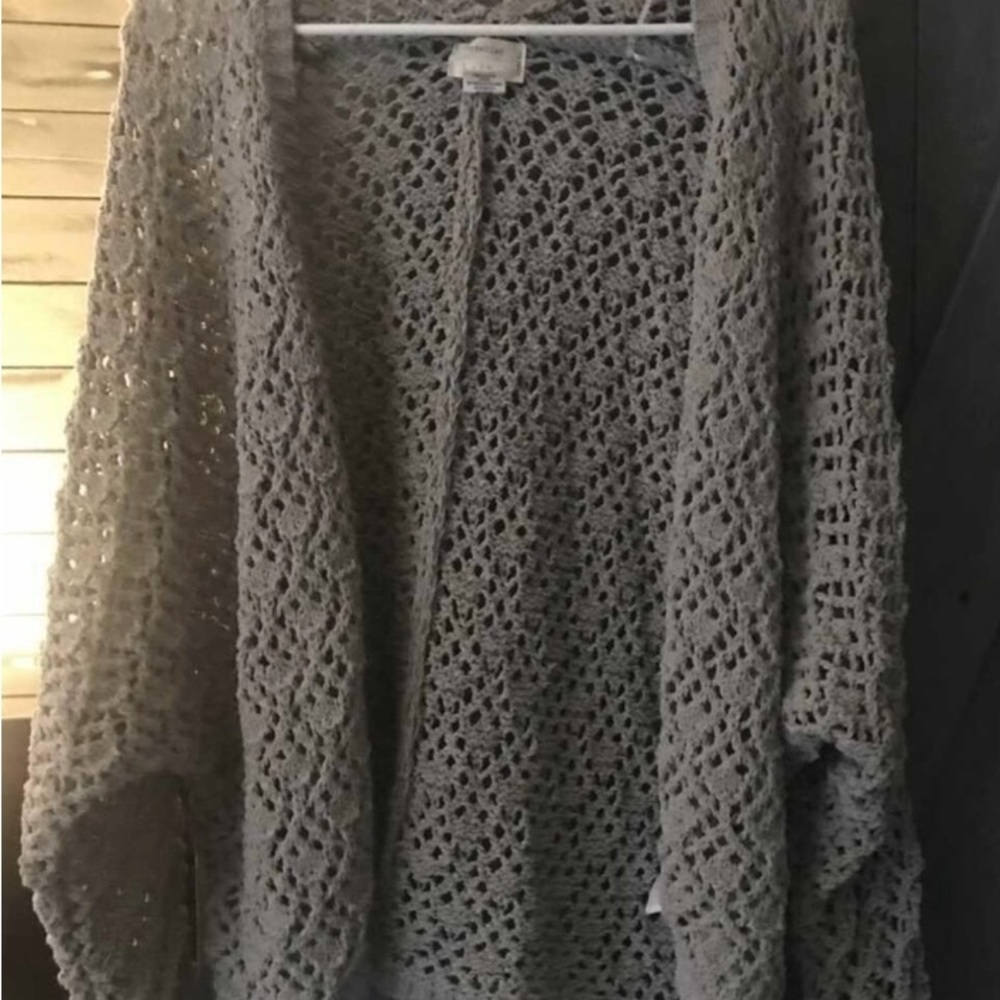 Women's Gray/Oatmeal color Open-Knit Sweater